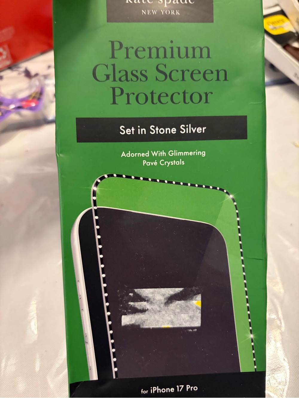 kate spade Premium Glass Screen Protector - Stone Silver for IPhone 17 Pro